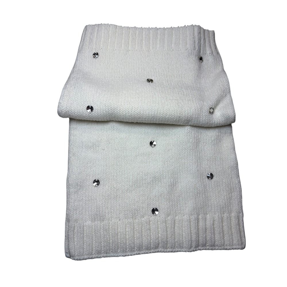Victorias Secret Beanie Scarf Set Ivory White Rhinestone Knit‎ Winter 2pc NWT - Picture 2 of 4